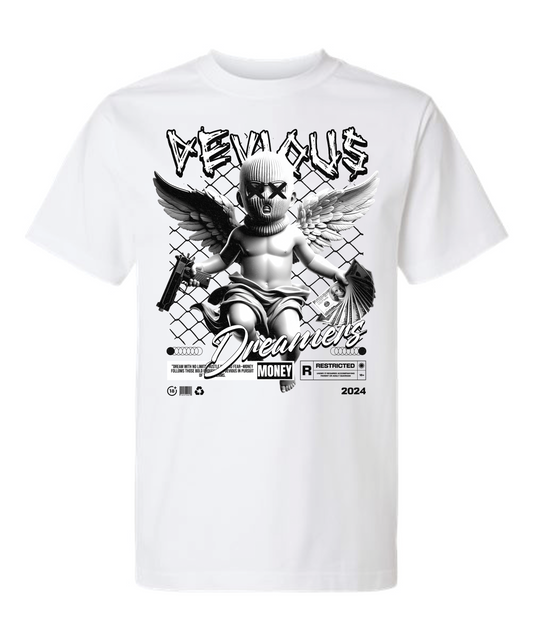 Devious Dreamers "Restricted Angel" Graphic Tee – Black Streetwear Shirt