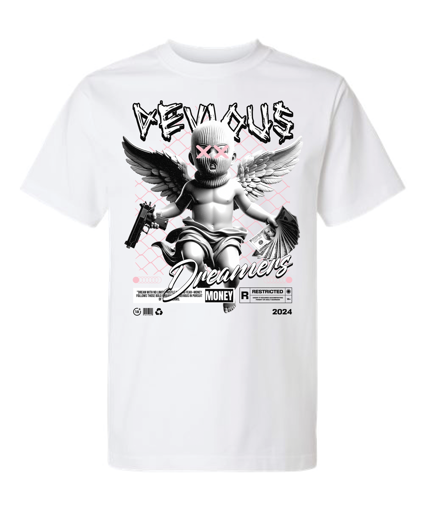 Devious Dreamers "Restricted Angel" Graphic Tee – Black Streetwear Shirt