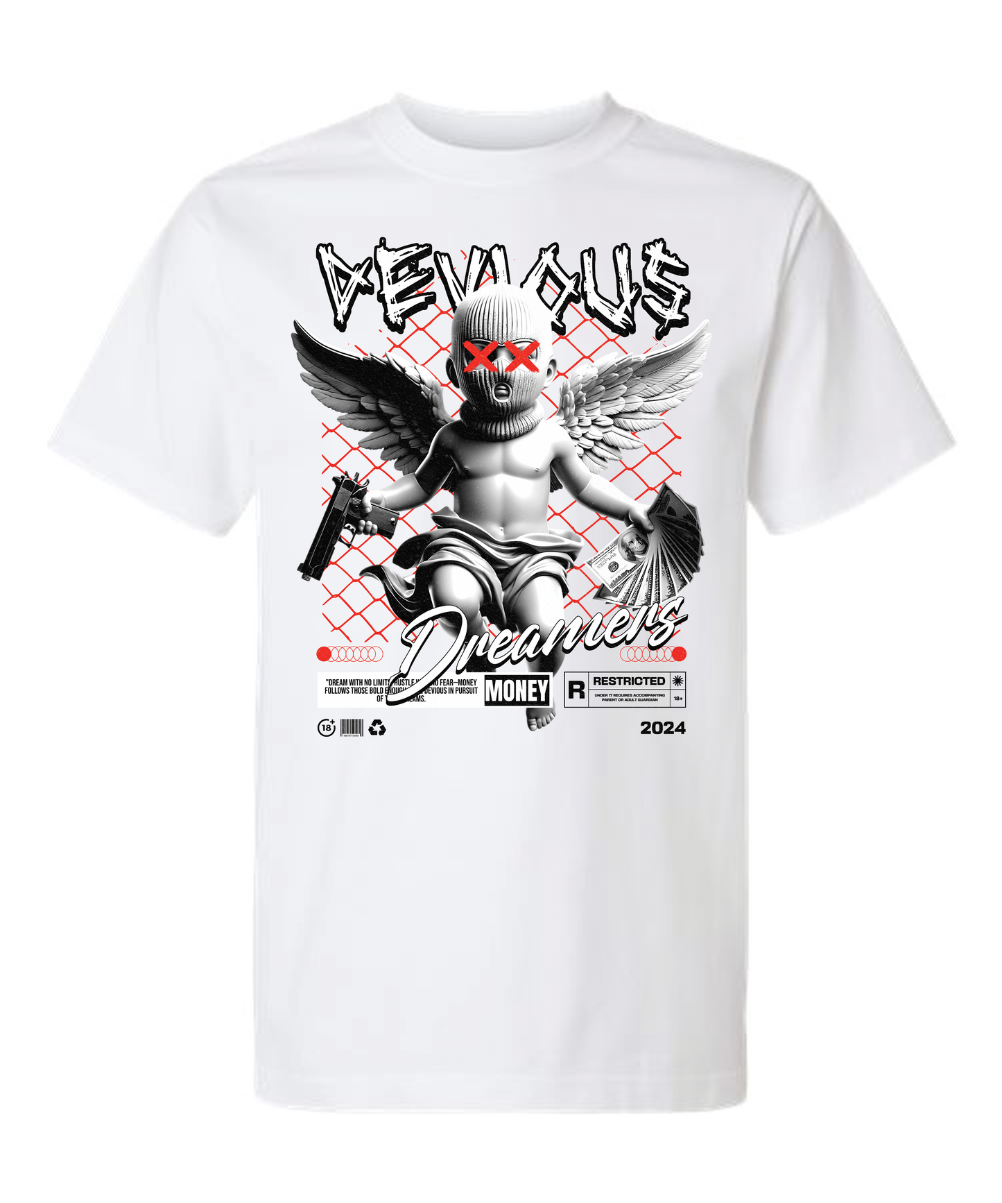 Devious Dreamers "Restricted Angel" Graphic Tee – Black Streetwear Shirt